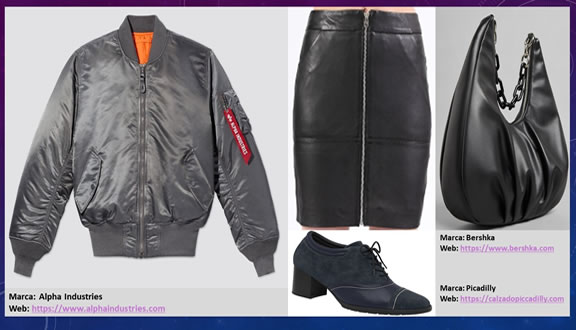 Tip 3: combinar una chaqueta bombre con una falda de cuero, unos calzados y una cartera